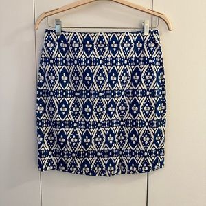 J Crew blue pattern pencil skirt